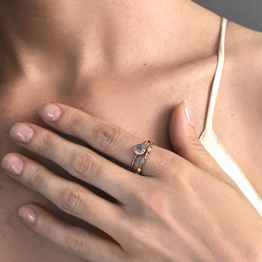 Baguette Diamond Simple Band RG Faceted Moonstone Band RG.JPG