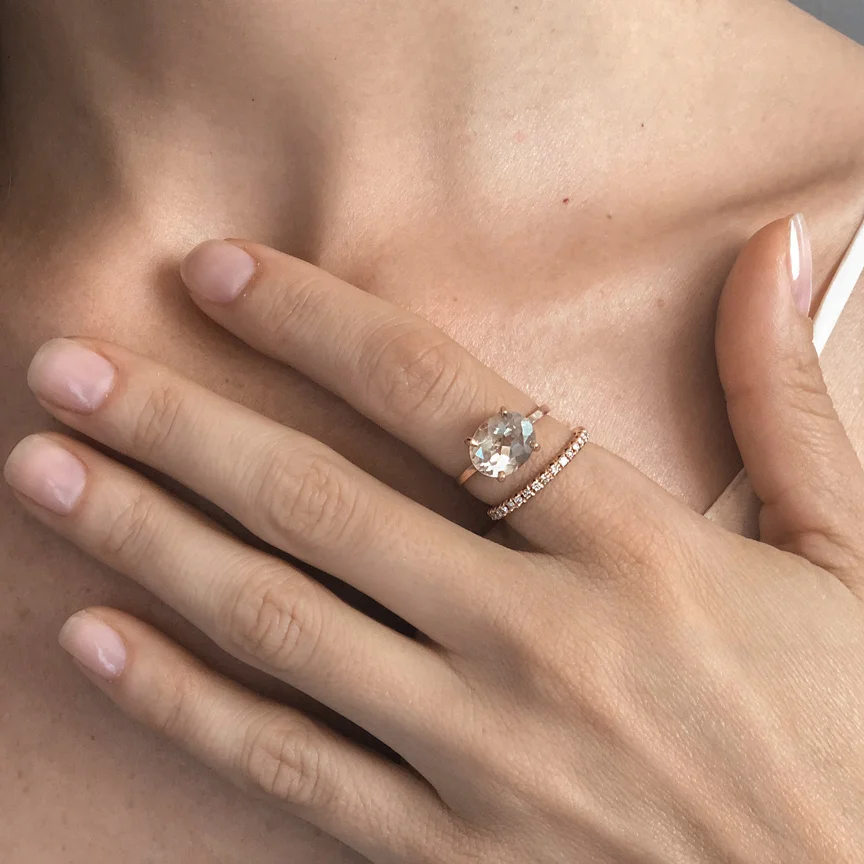 Diamond Pave Medium Band RG Quartz Simple Ring RG.JPG