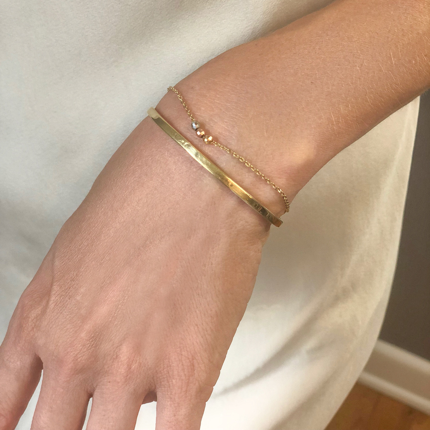 Cuff 18k YG 3 Bead Bracelet YG.JPG