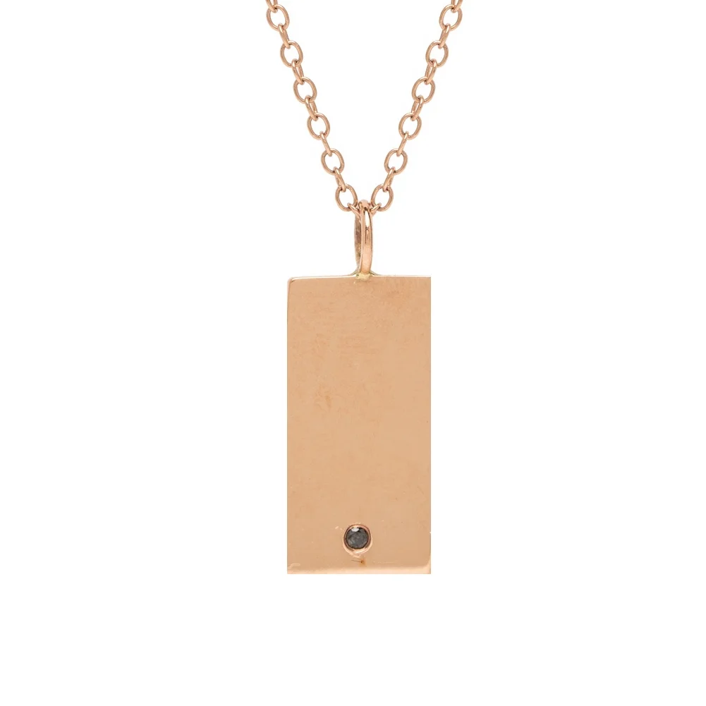 Tag Necklace with Black Diamond