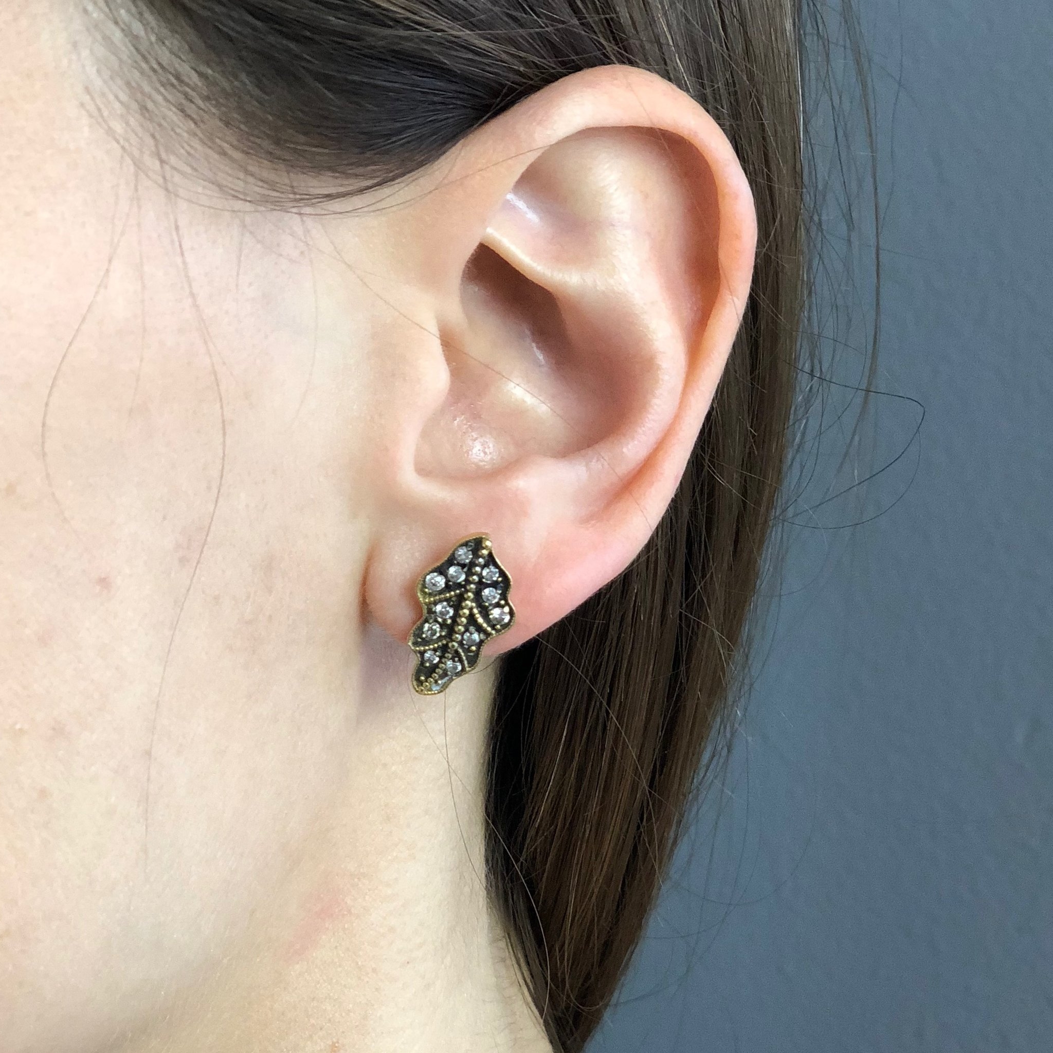 Vintage Diamond Leaf Earrings.JPG