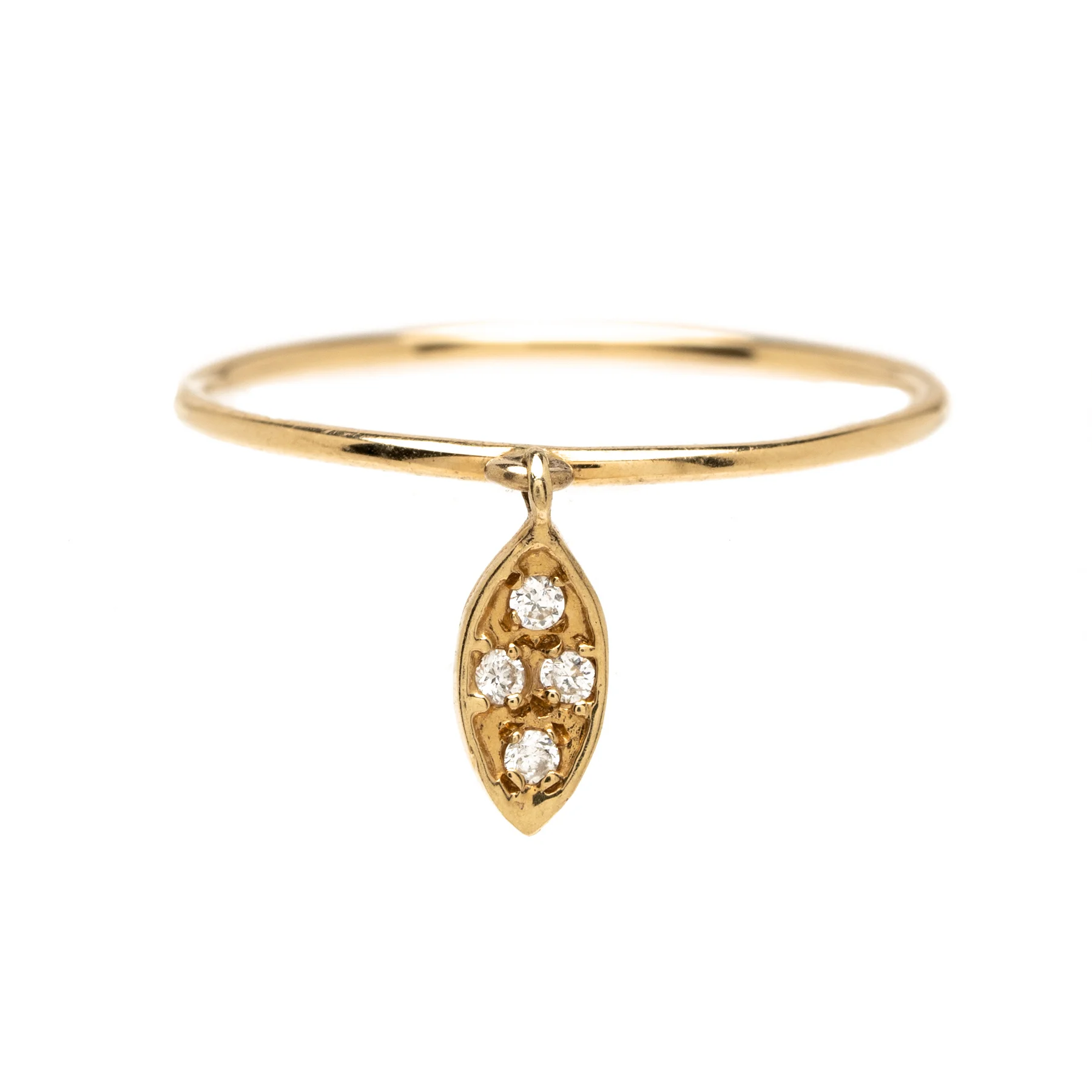 Pavé Diamond Leaf Ring