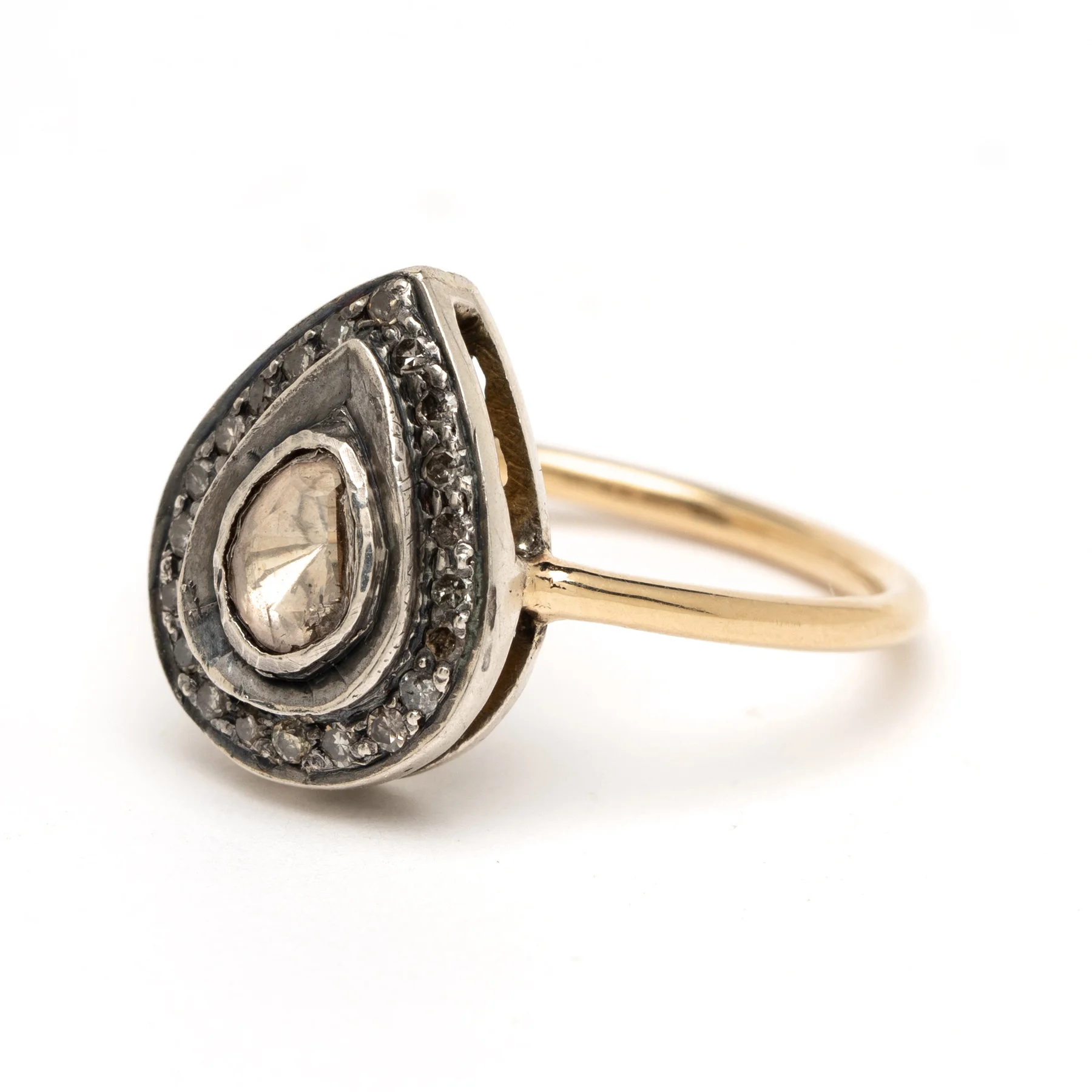 Rose Cut Diamond Pear Ring Angle.jpg