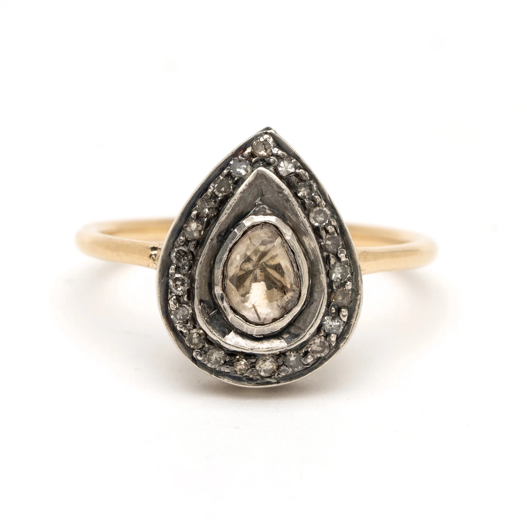 Rose Cut Diamond Pear Ring
