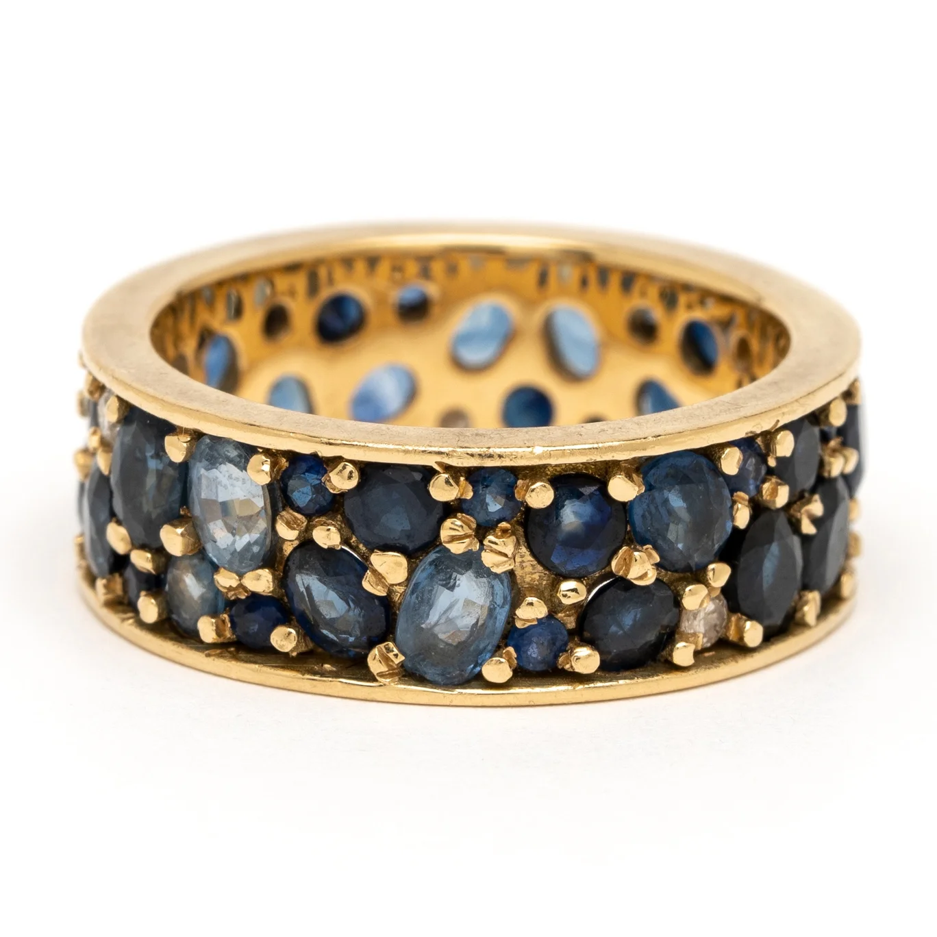 Blue Sapphire Diamond Celestial Band Ring YG Front.jpg