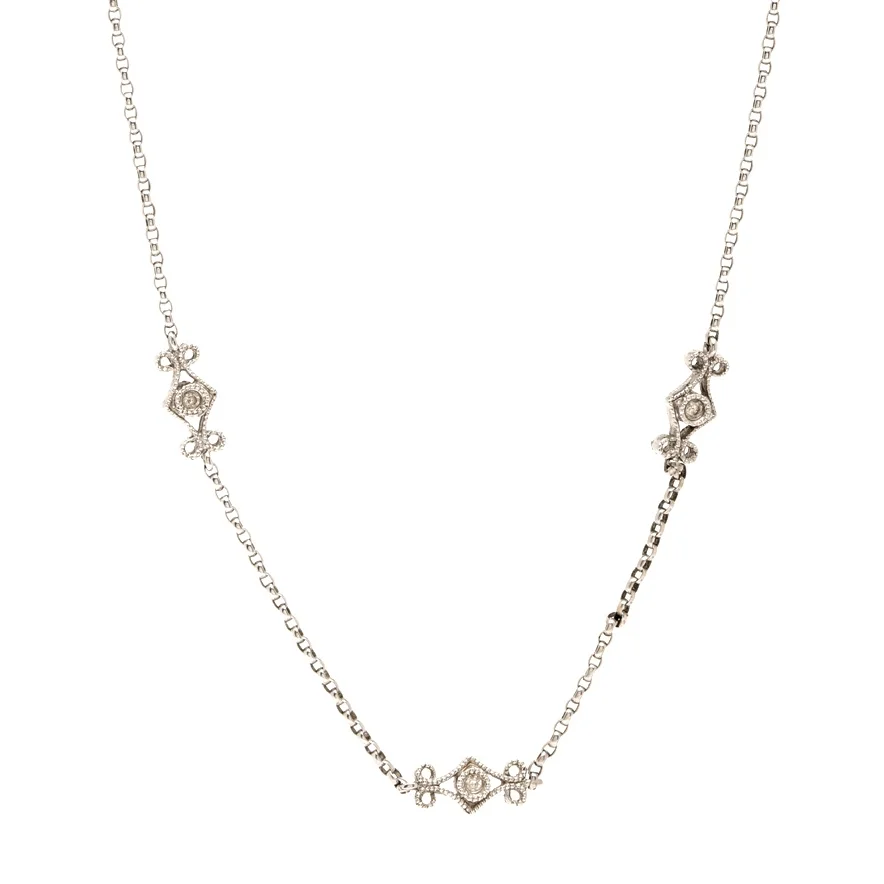 Vintage Scroll Diamond Necklace WG.jpg