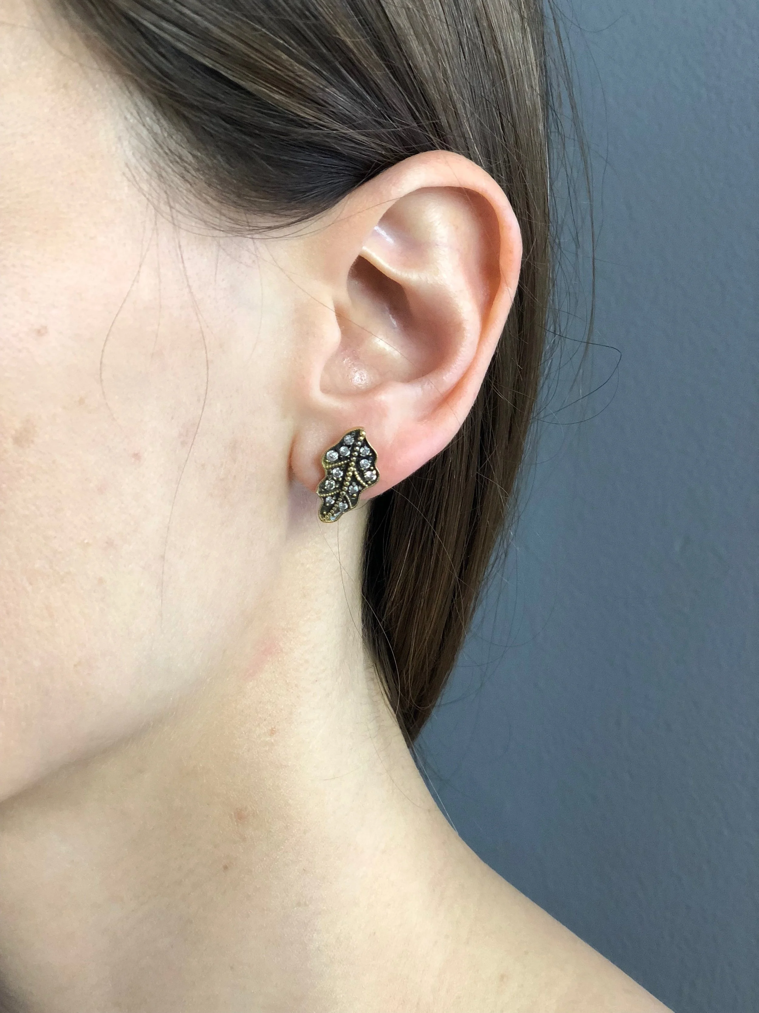 Vintage Diamond Leaf Earrings.JPG