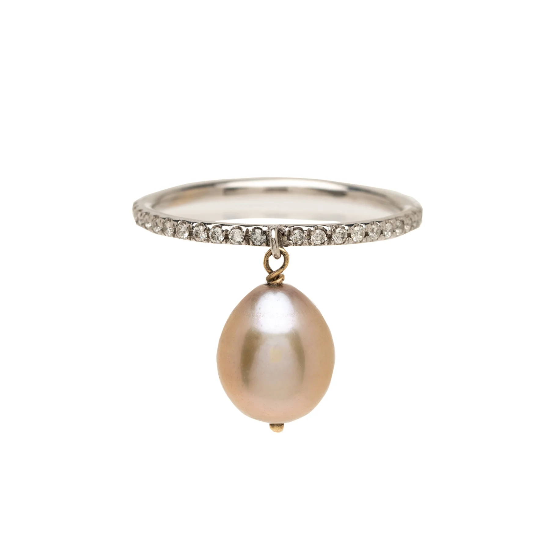 Pavé Diamond + Pink Pearl Band