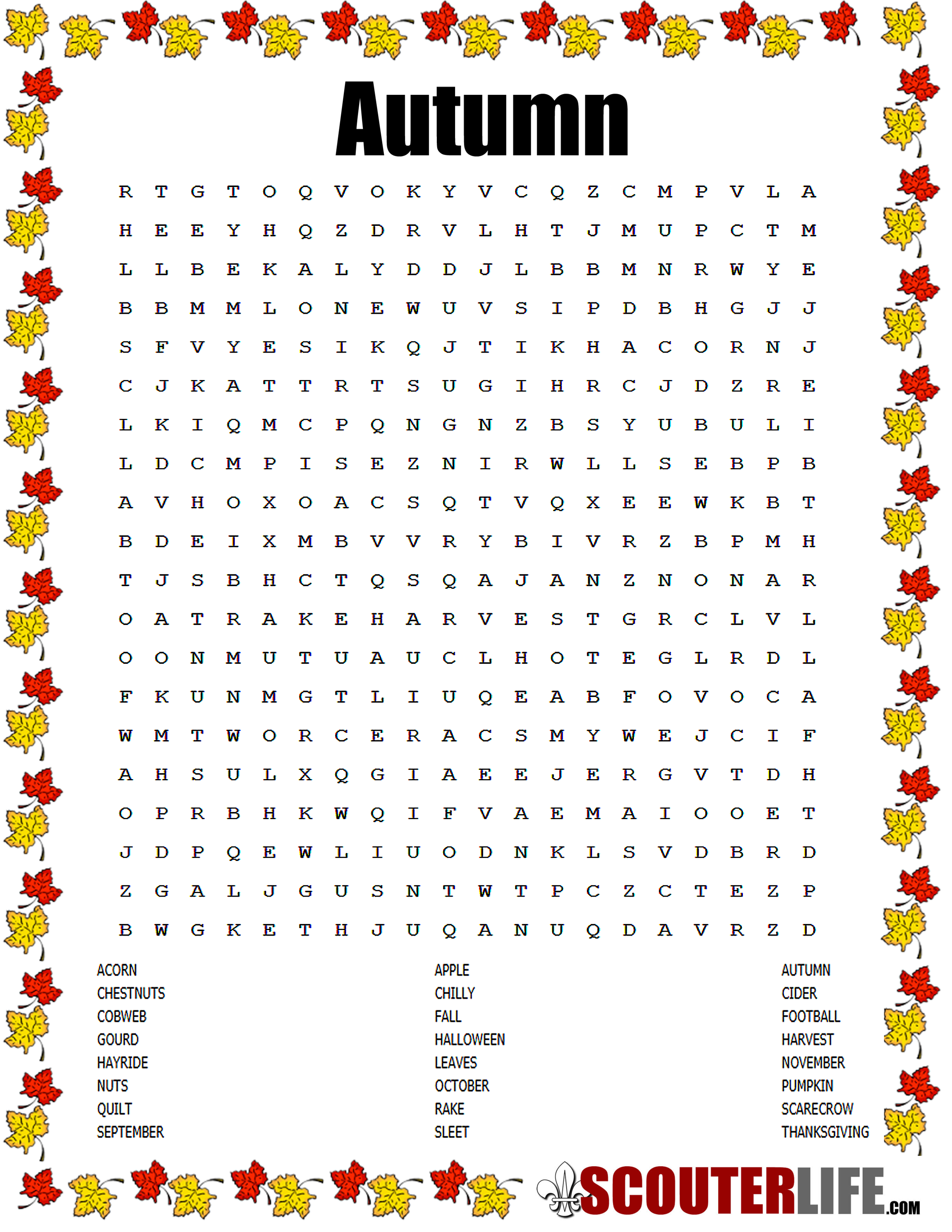printable word search for fall – Image 13