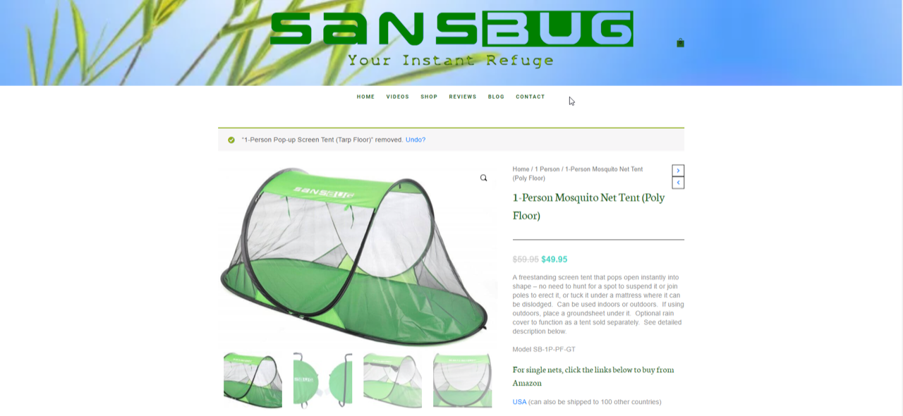 Sansbug 1-Person Free-Standing Pop Up Mosquito Net Tarp Floor Sports Outdoors