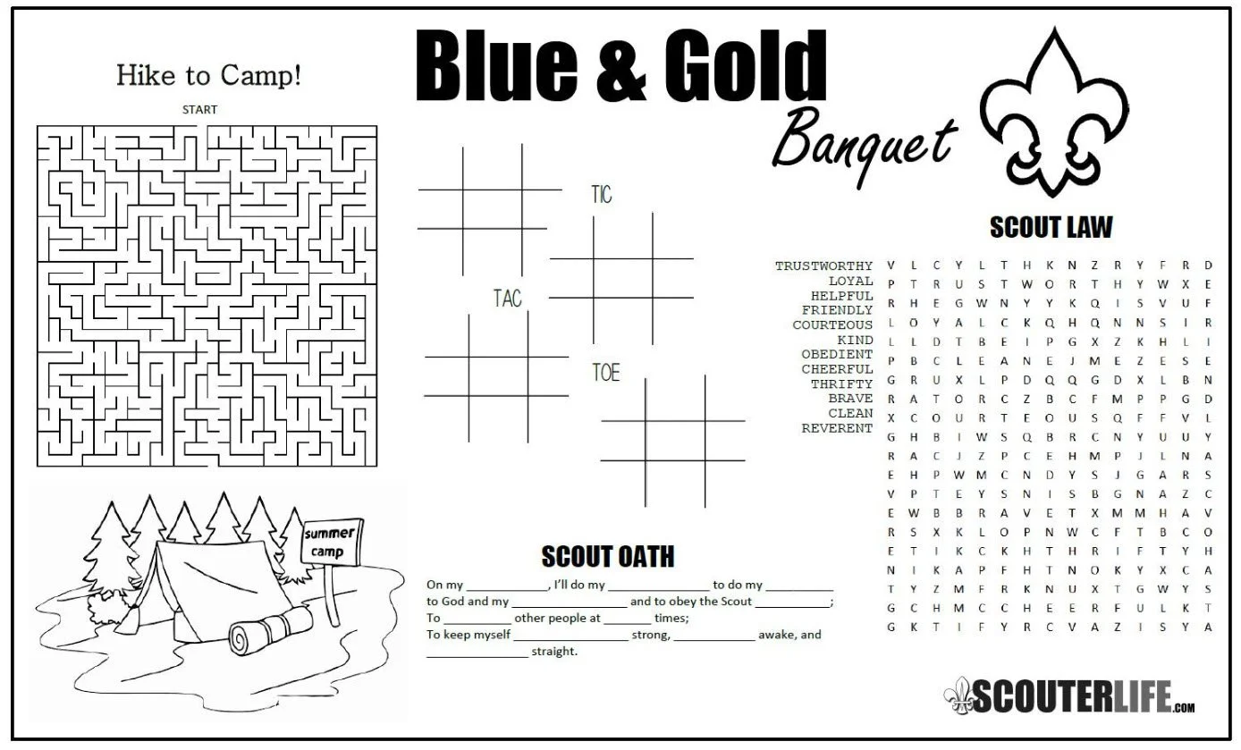 Blue and Gold Banquet Activity Placemant — ScouterLife