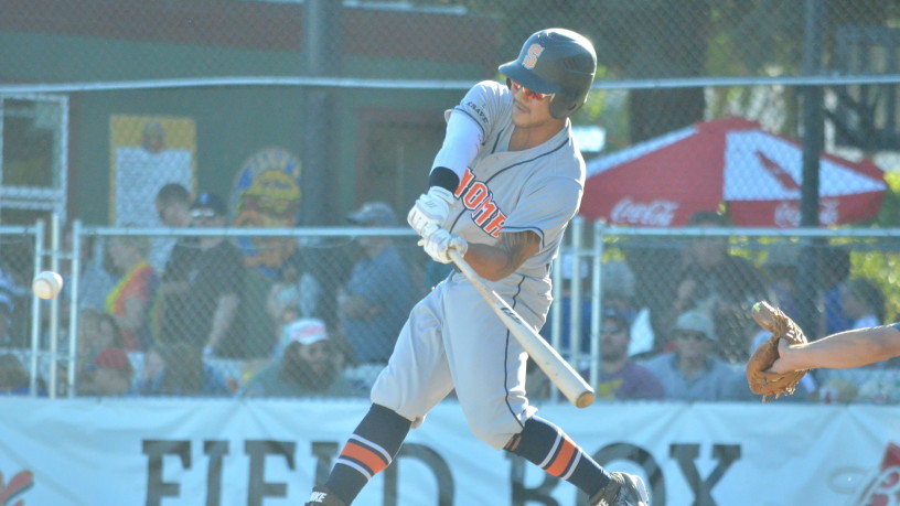 Gered Mochizuki sizes a pitch up during Sunday's loss in San Rafael. James Toy III/Sonoma Stompers