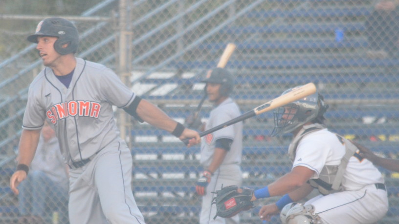 Taylor Eads smacks his first hit as a professional to give Sonoma the lead in Thursday's 10-4 win over Vallejo. James Toy III/Sonoma Stompers