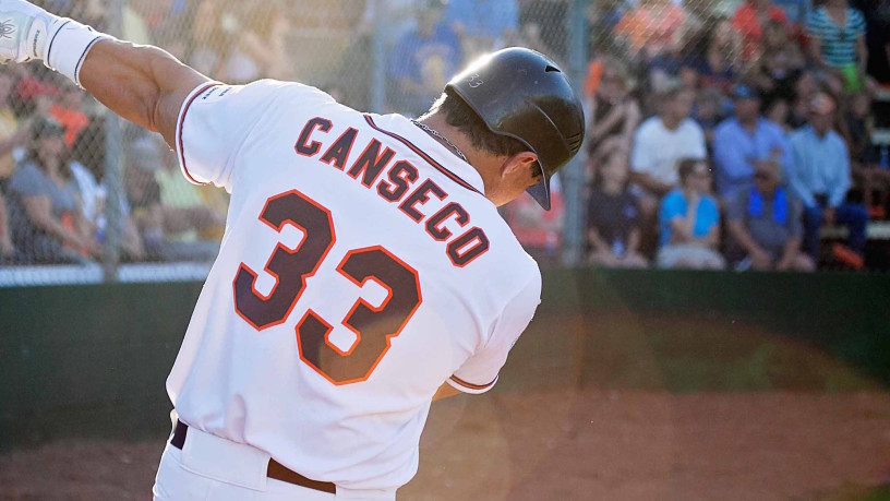Former six-time MLB All-Star Jose Canseco was 0-for-4 on Friday night in his first of two games playing for the Stompers. Canseco will take part in a pre-game home run derby on Saturday before suiting up for Sonoma later that evening. Danielle Putonen/Sonoma Stompers