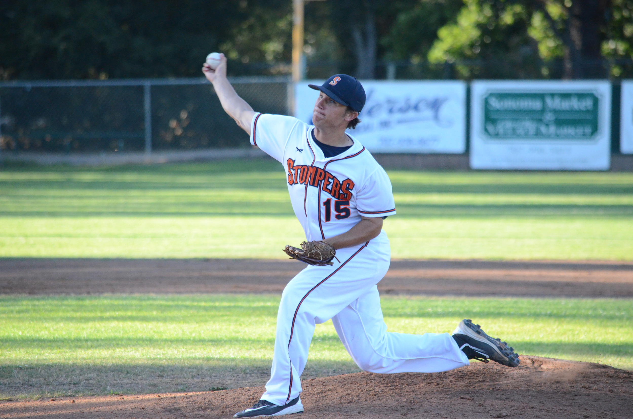 Taylor Thurber delivered with a fantastic start in a 6-2 win over the Diamonds Tuesday. Thurber struck out 8 in 8 innings of work to earn the win. James Toy III/Sonoma Stompers