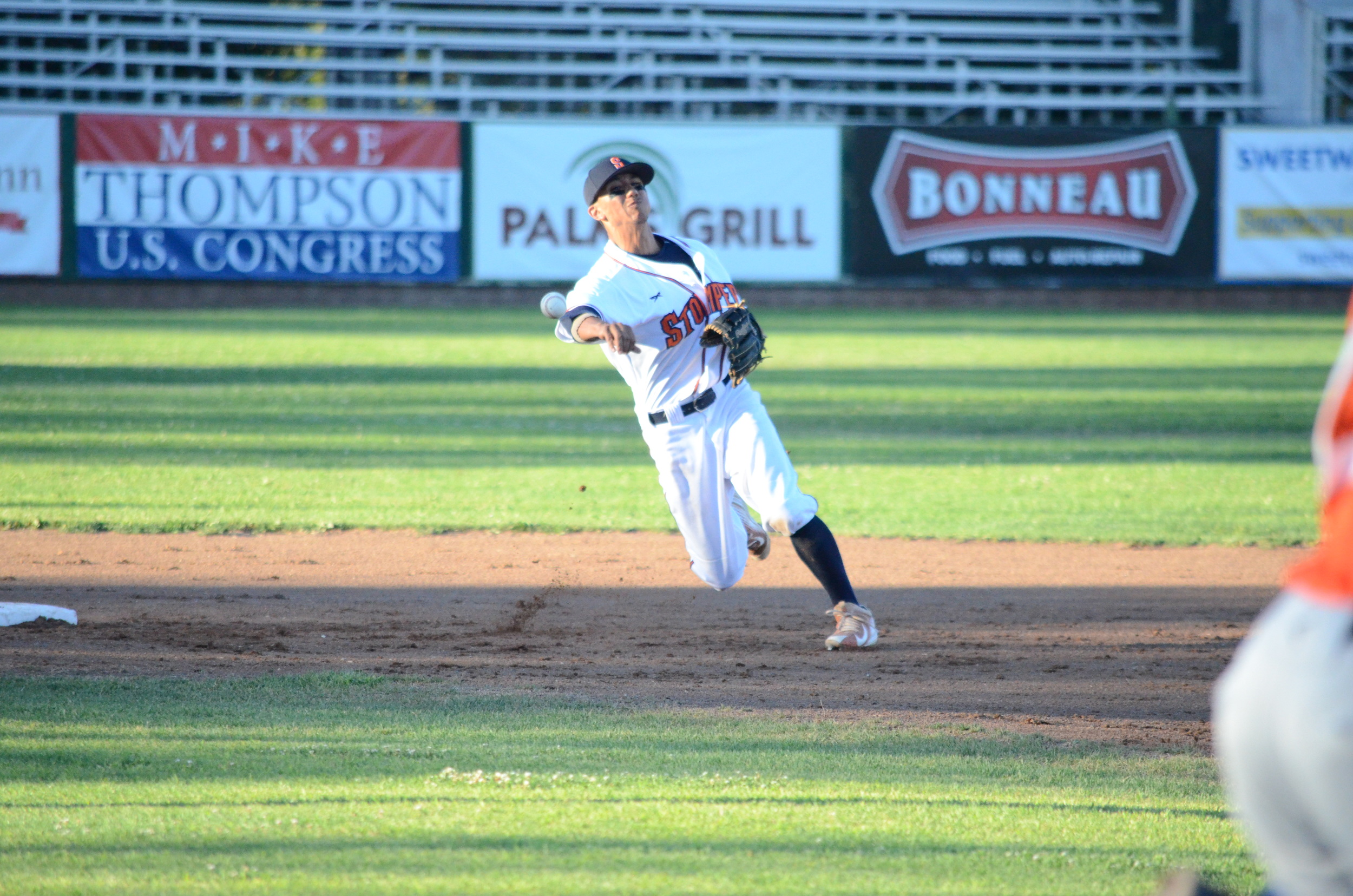 Chaz Meadows was outstanding on the field defensively, and at the plate in Sonoma's 5-2 win over Pittsburg Thursday. Meadows finished the game 3 for 4 with a double and runs scored. James Toy III/Sonoma Stompers