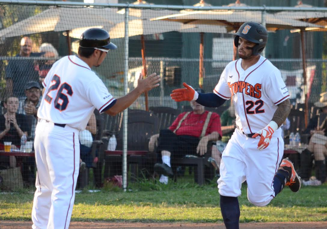 Mark Hurley hit his fifth home run of the season Wednesday in the Stompers 6-2 loss to the Diamonds Wednesday night. Hurley has multiple hits in each of the last two games. James Toy III/ Sonoma Stompers