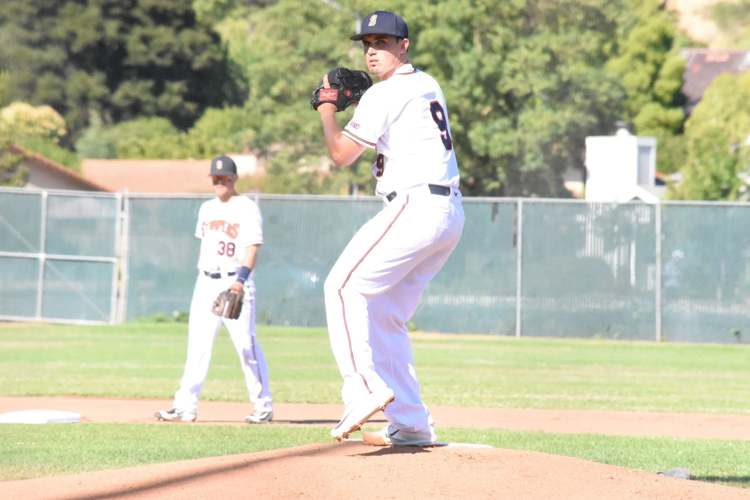 Juan Espinosa struck out eight Vallejo Admirals in the Sonoma Stompers' 4-0 loss Sunday night at Peoples Home Equity Ballpark at Arnold Field. (James W. Toy III / Sonoma Stompers)