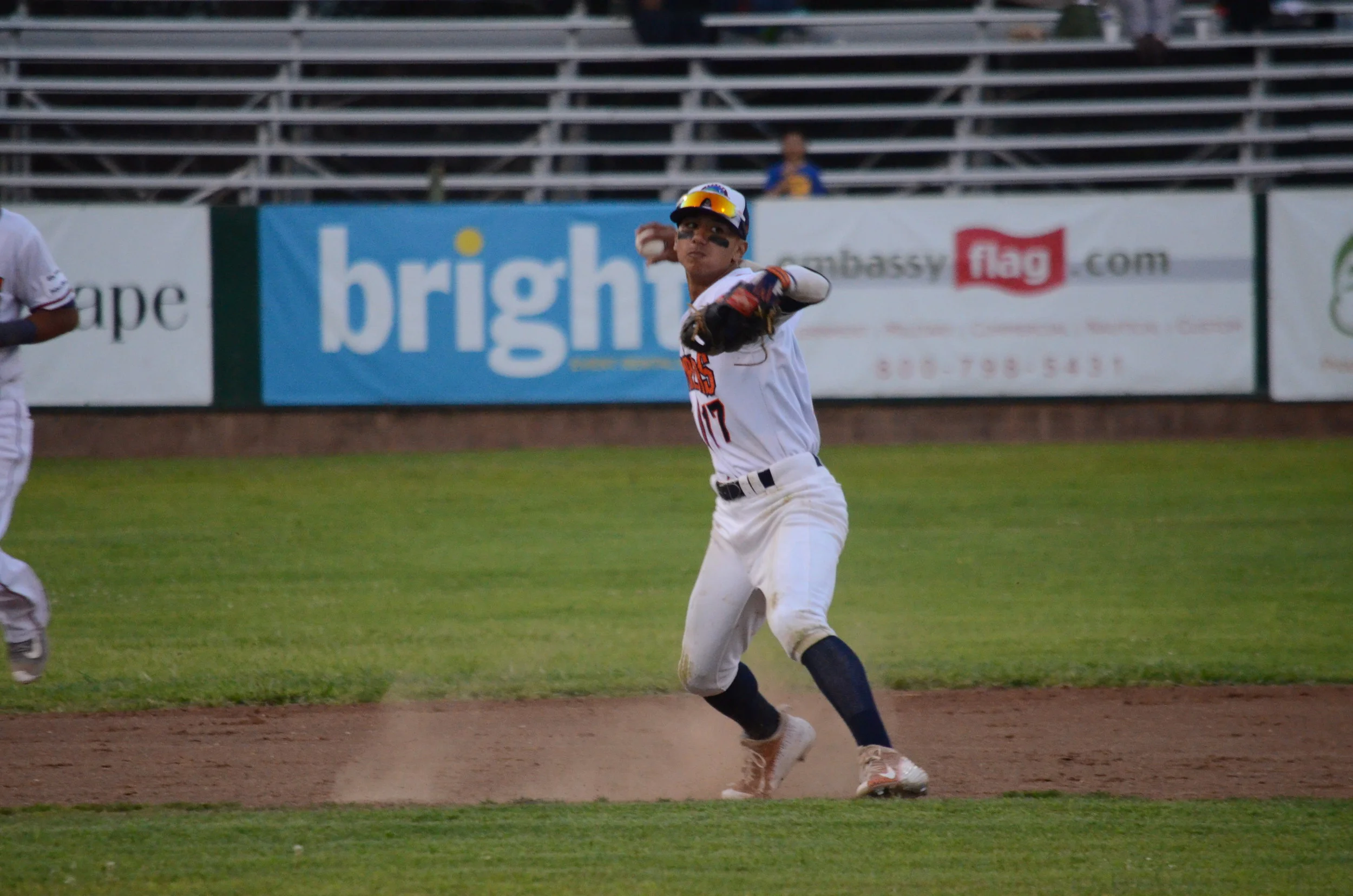 Chaz Meadows makes a play in the Sonoma Stompers' 8-2 victory over the San Rafael Pacifics on August 20, 2016 at Peoples Home Equity Ballpark. (James W. Toy III / Sonoma Stompers)
