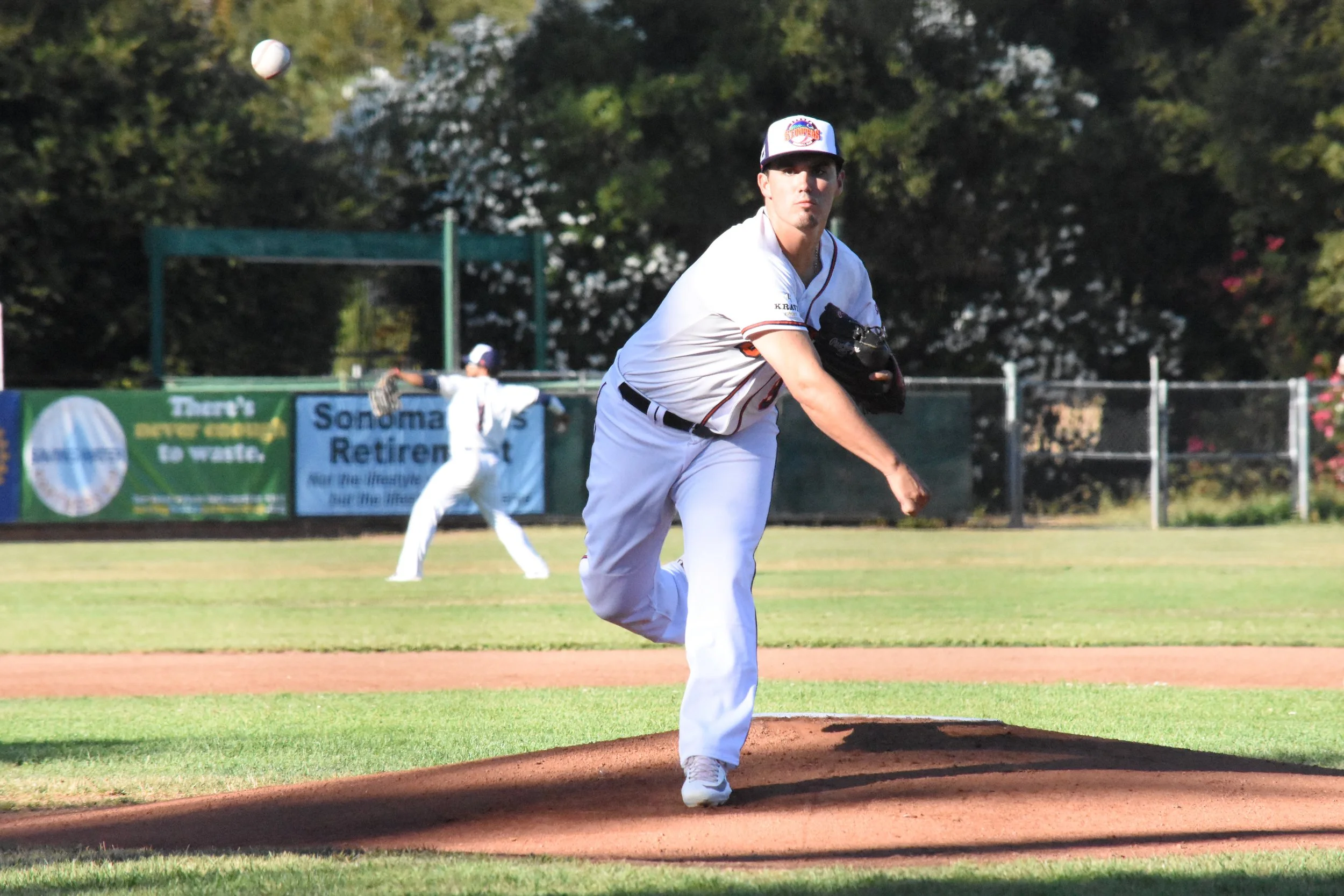 Juan Espinosa ties his record for strikeouts in a game against San Rafael on Friday at People's Home Equity Ballpark. (James W. Toy III / Sonoma Stompers)