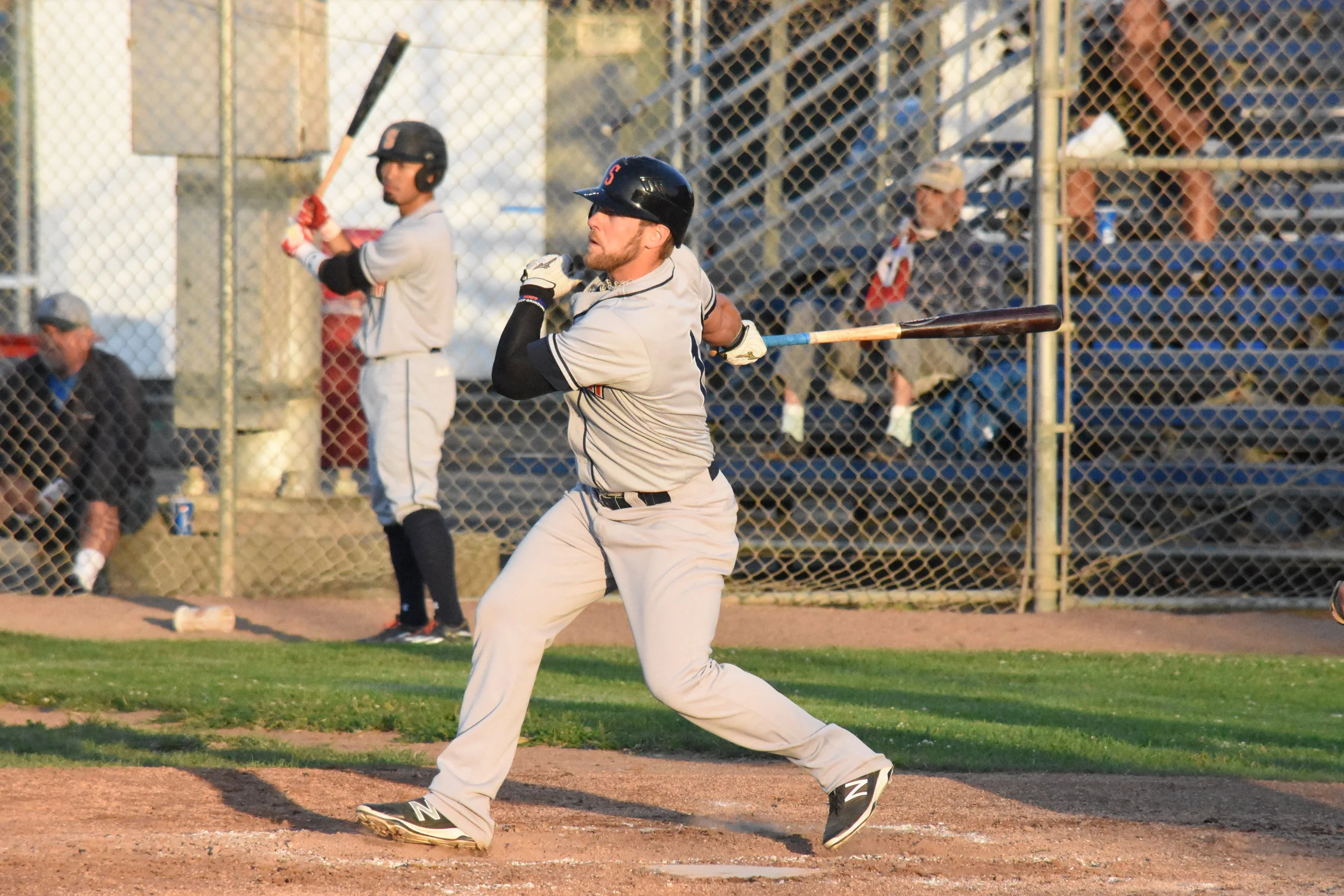 Scott David went 2 for 4 in the Sonoma Stompers’ 12-3 loss to the Vallejo Admirals Tuesday at Wilson Park. (James W. Toy III / Sonoma Stompers)
