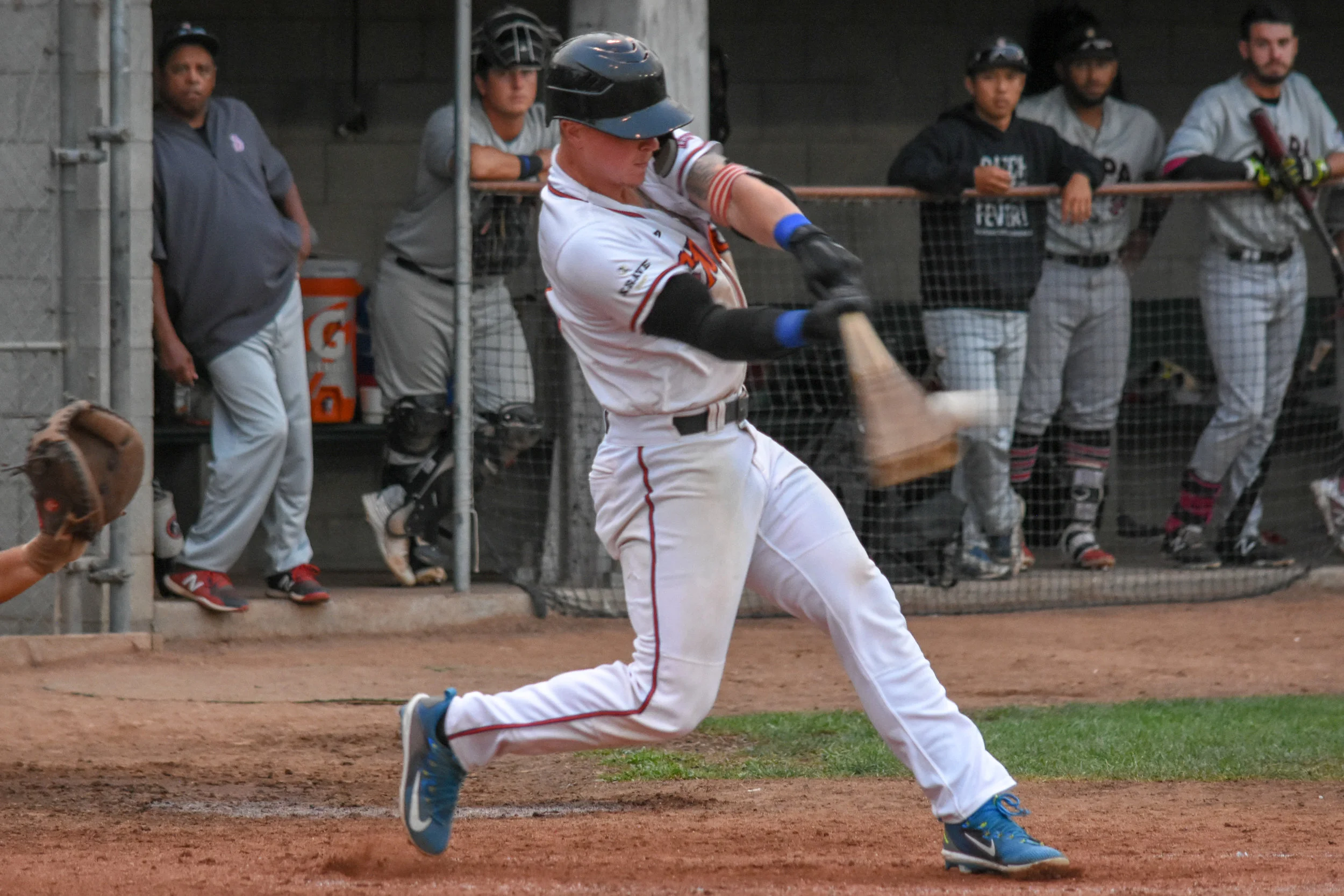 Kam Stewart was the walk-off hero, drawing a bases-loaded walk in the bottom of the 10th in the Sonoma Stompers game against the Napa Silverados, August 8, 2018 in Sonoma, Calif.(James W. Toy III / Sonoma Stompers)