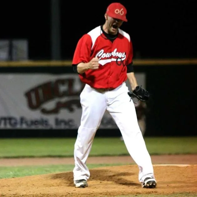 Ryan Richardson celebrating for the Alpine Cowboys. Photo provided by Alpine Cowboys.