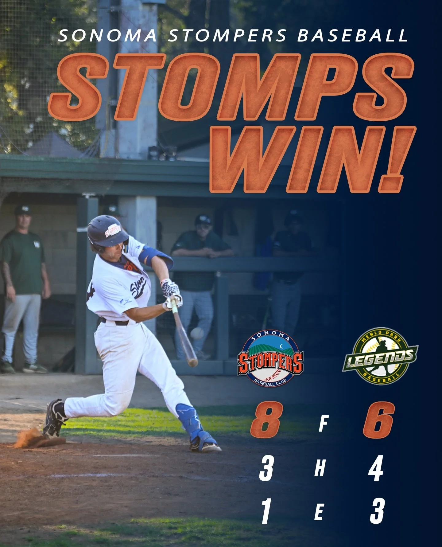 Stomps take the series! ‼️⚾️🐂

💙🧡 #SonomaStompers #StompersBaseball #GoStomps
