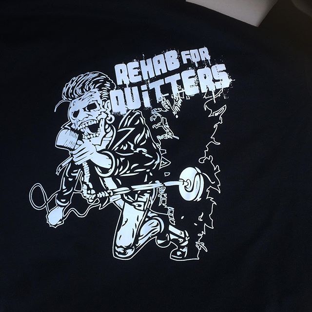 New shirts.  Xl to small sizes.  Get yours at our shows. $15.  See you at Lee's palace tomorrow night. #t-shirt #rehabforquitters #rocknroll #dude #breaker #live #punk #clothing #fashion.