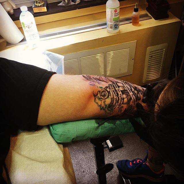 Dickey gettin' work done #sevencrownstattoo #tattoo #inked #rockandroll
