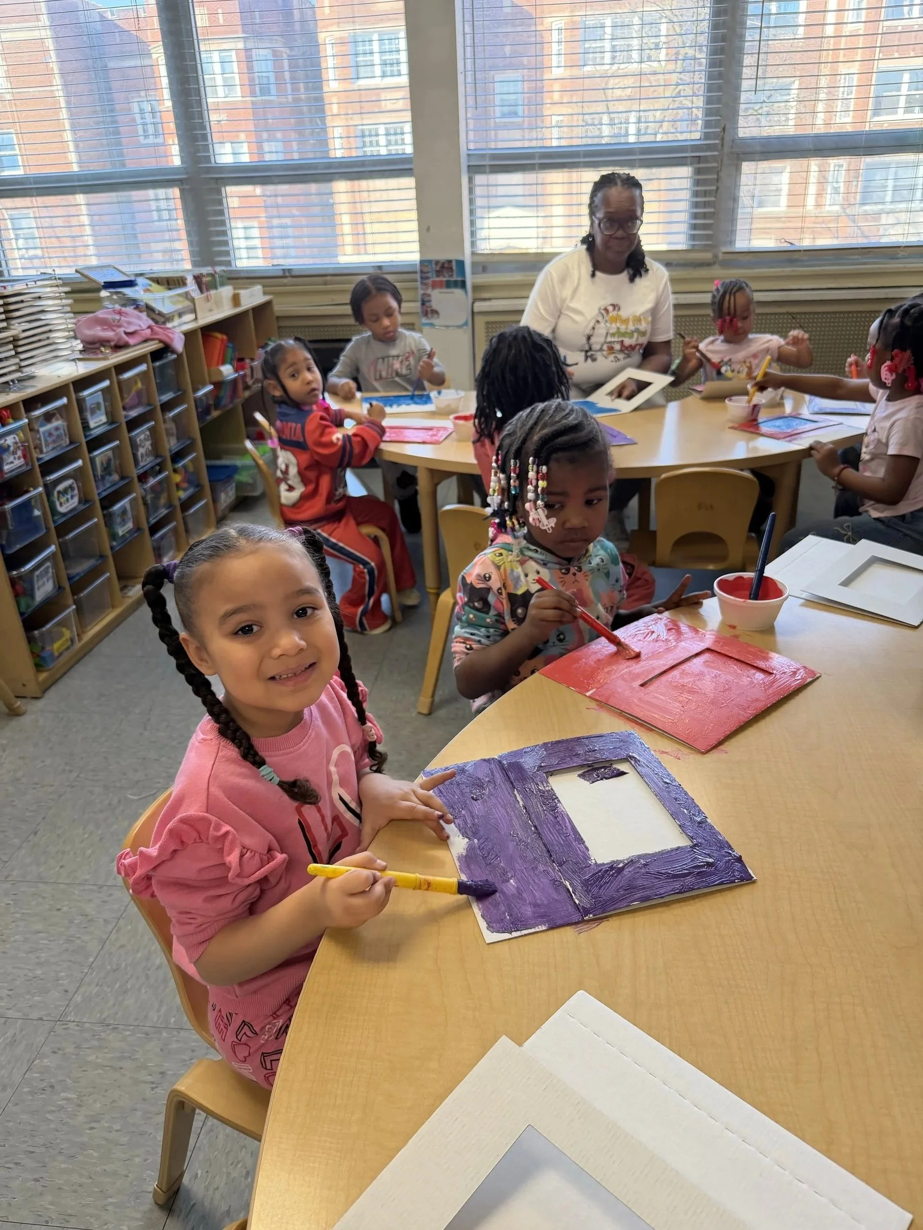 CYC-Rebecca K. Crown paints diorama boxes to accompany their lesson