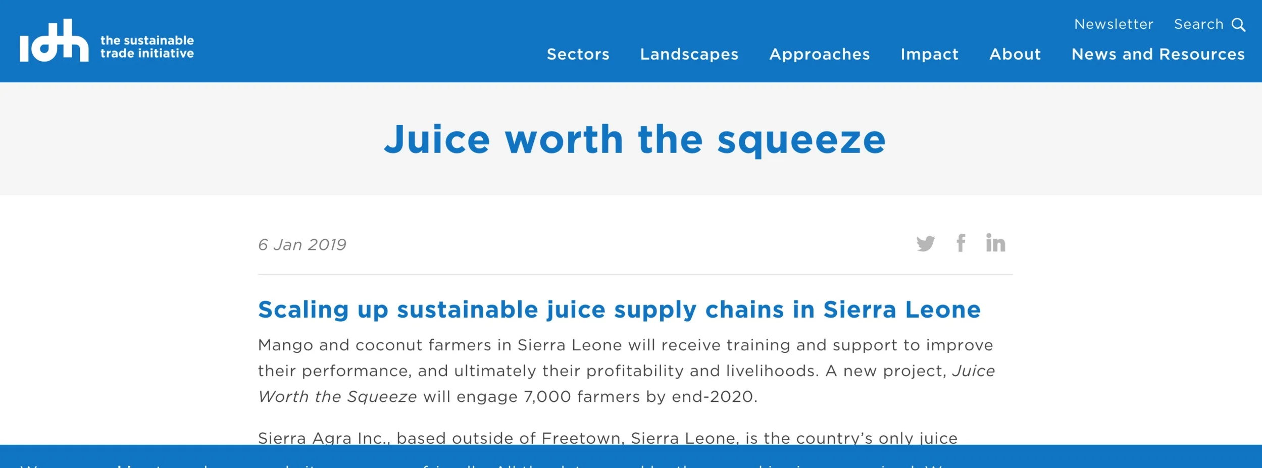 IDH’s (The Sustainable Trade Initiative) featured article. Click here to see the full webpage.