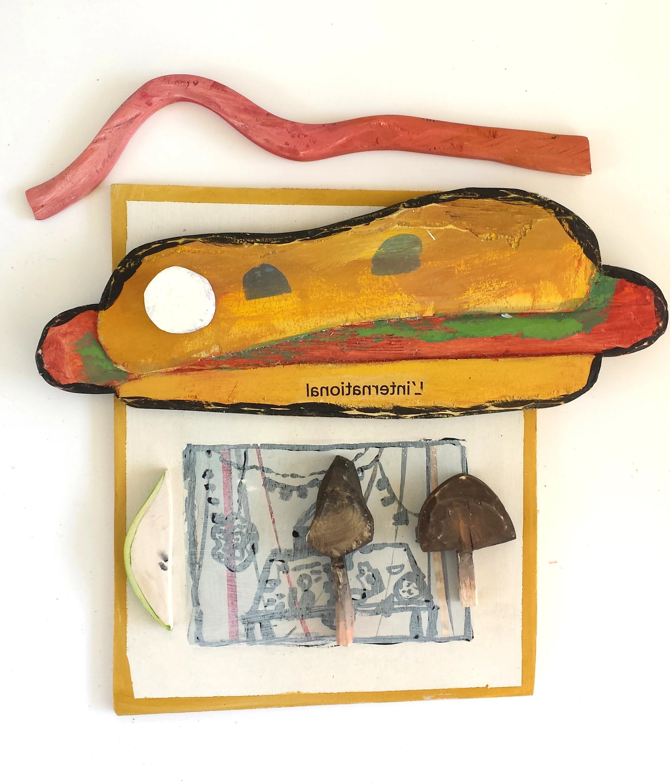 Gut feeling, wood and paint, 20x16 inches, 2015
