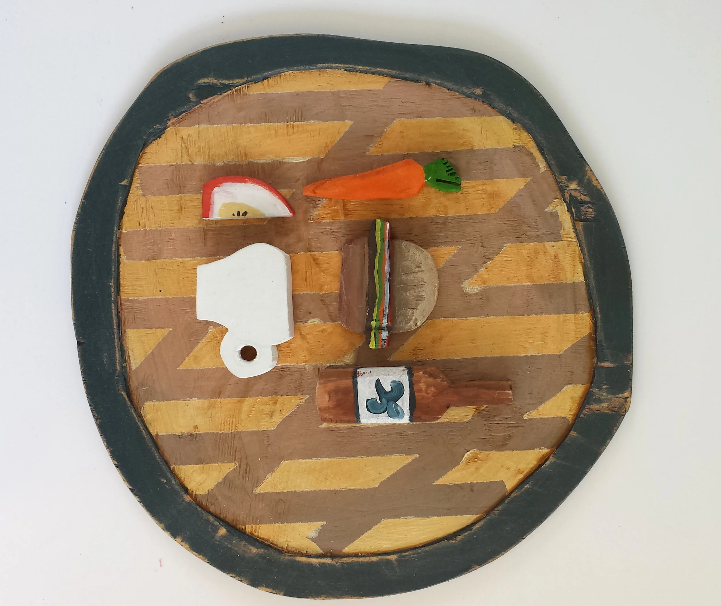 Gut feeling, detail, wood and paint, 20 inches, 2015.