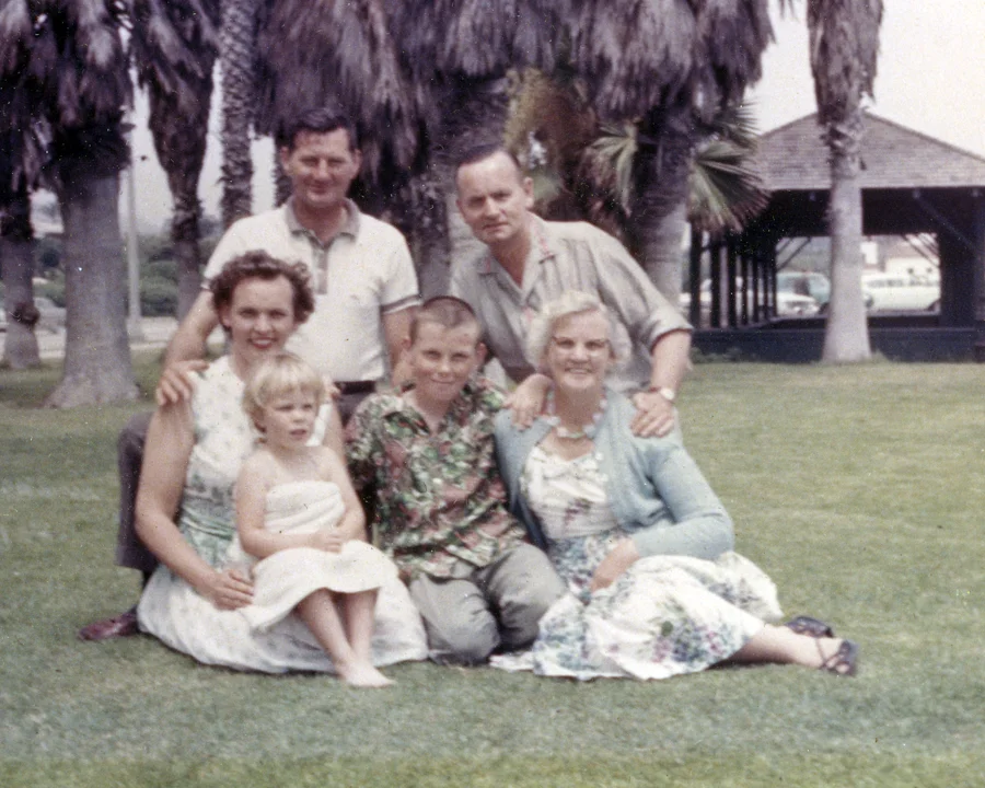 Most likely Santa Barbara, CA, circa 1962. My father, mother, brother, maternal grandparents and three-year old self