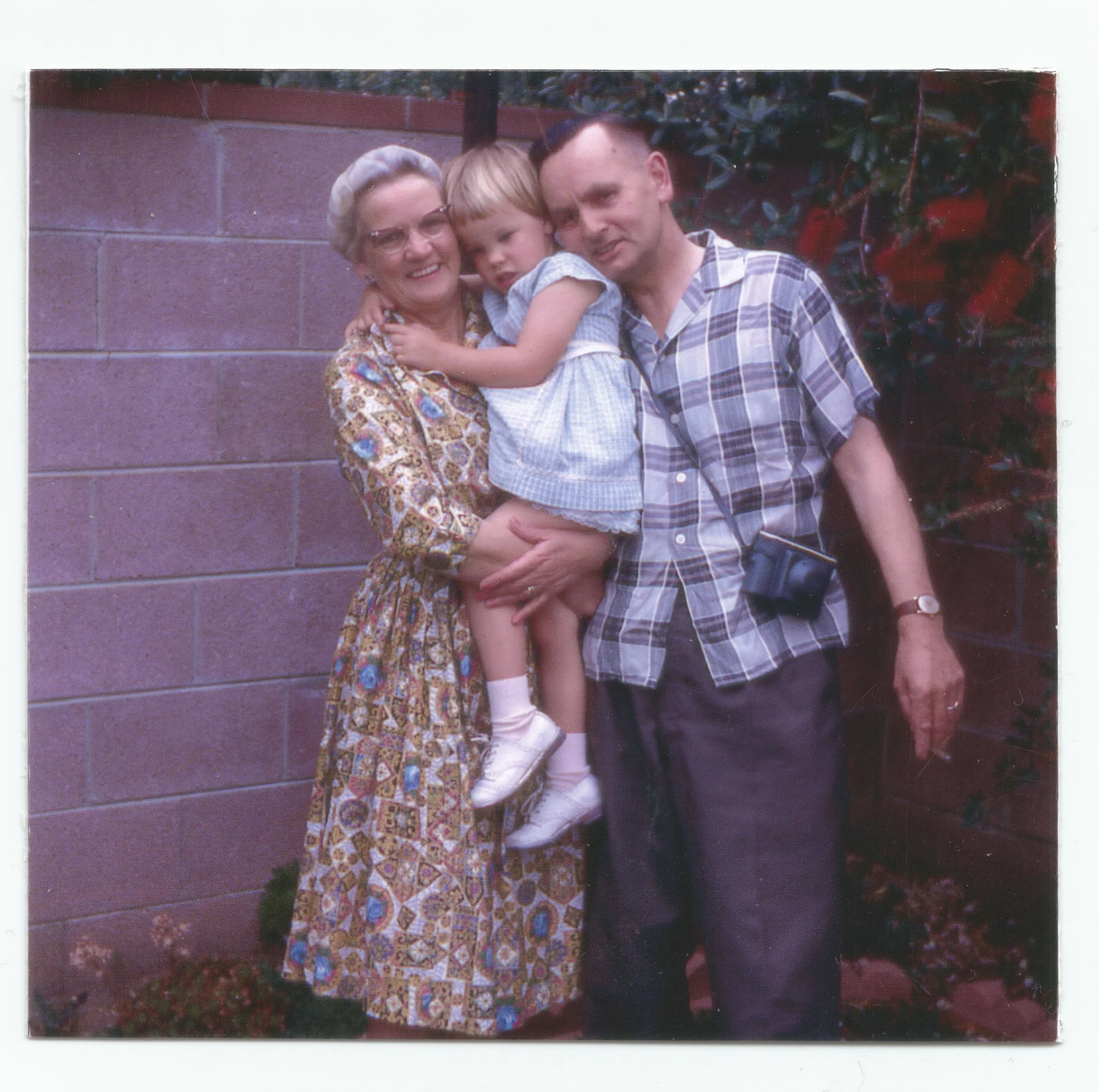 Three year old me with Grandma and Granddad, CA 1962.
