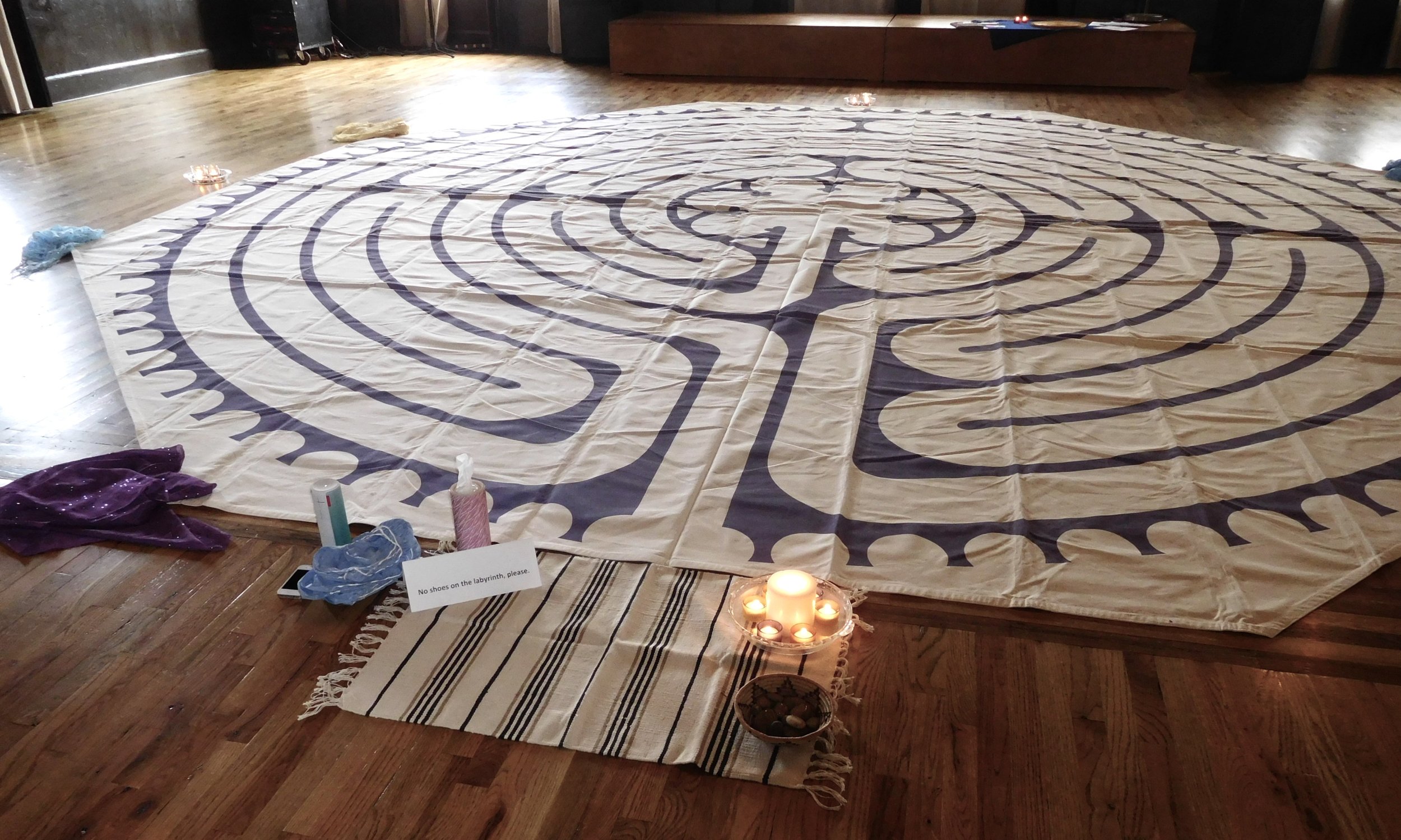 Labyrinth set up in preparation for March 2017 Journey Through Loss workshop.