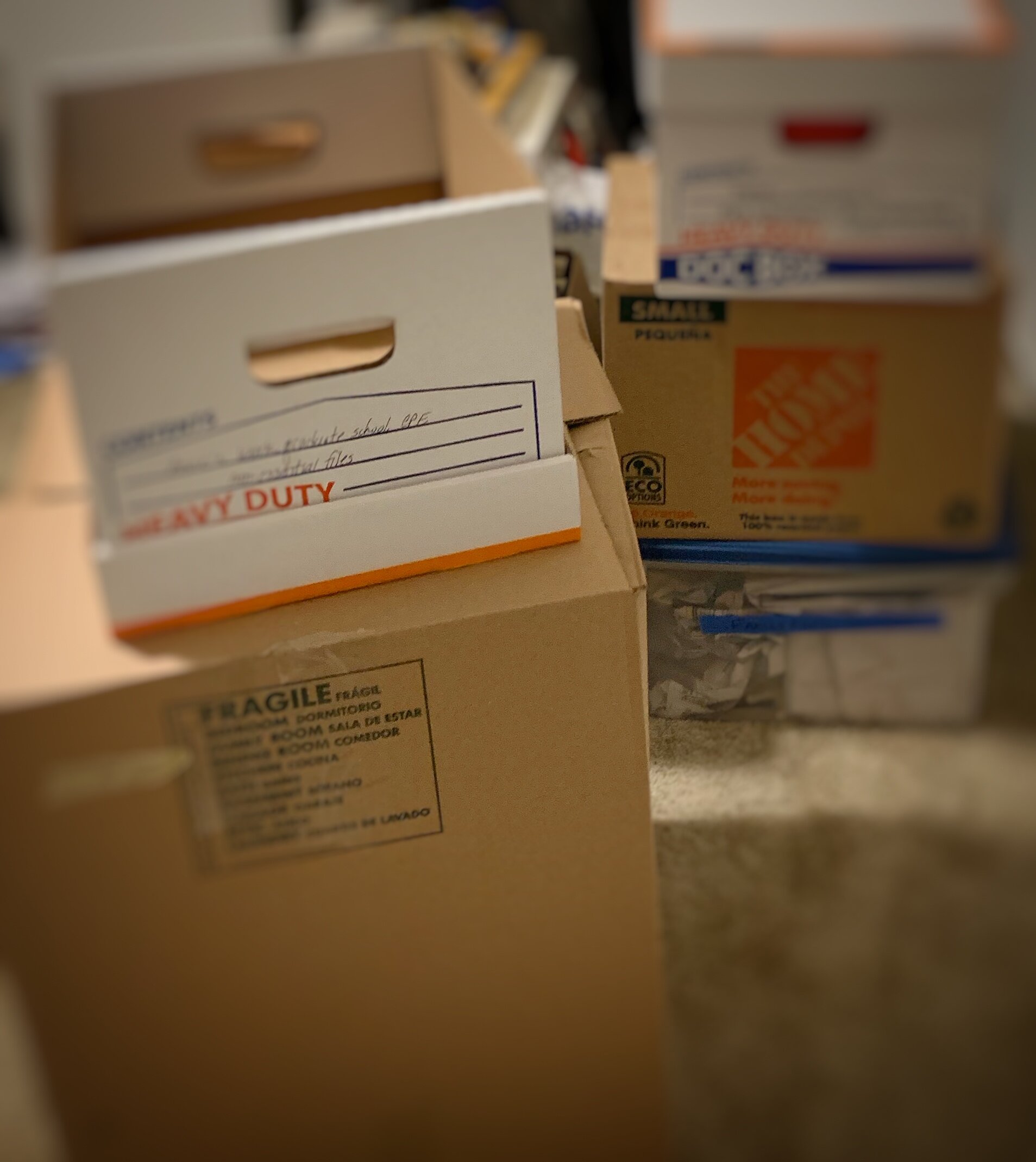 First of many boxes to be moved from storage as part of “Project-Empty Storage Unit.”