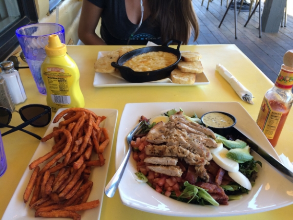 Don't judge my side of the table, we are sharing the fries. 
