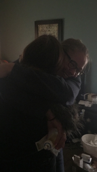 The "omg what are you doing here?!" hug 