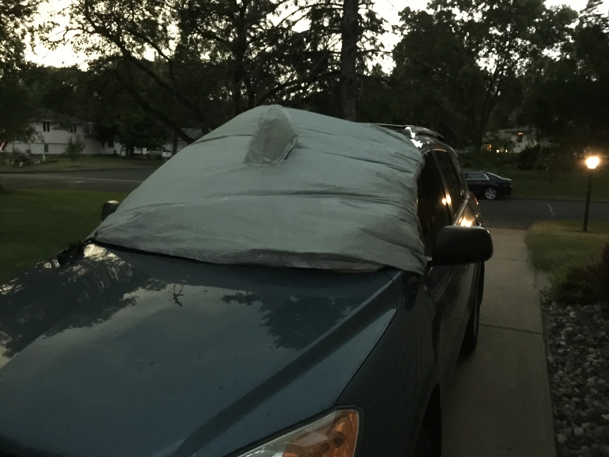 Getting ready for the storm, the car has a shark fin!