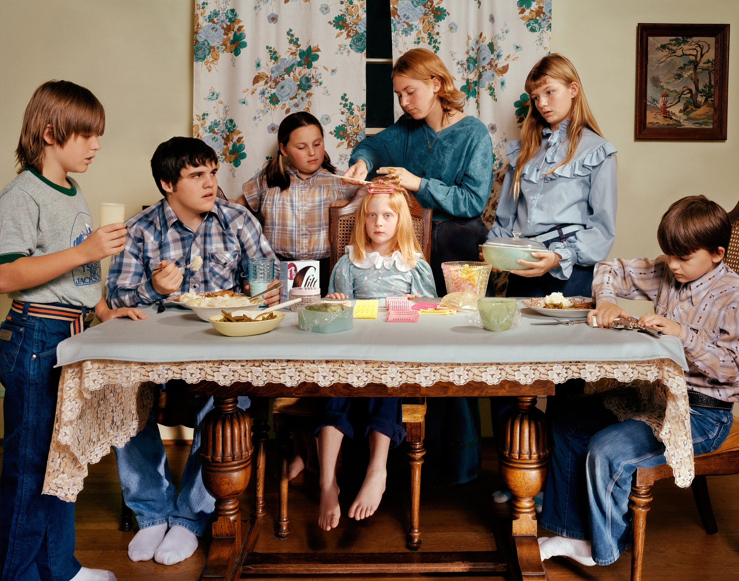 STORIES FROM A SHORT STREET is a collection of eight photographs inspired by my unique experience growing up in rural Montana as the youngest of ten children. By casting a fictitious group of siblings loosely based on archetypes of my own family, each image is constructed to enact a specific moment, communicate identity through space, and depict a psychological portrait. For purchase inquiries contact: NYC | Robert Mann Gallery PDX | Hartman Fine Art ATL | Jackson Fine Art SF | Robert Koch Gallery 