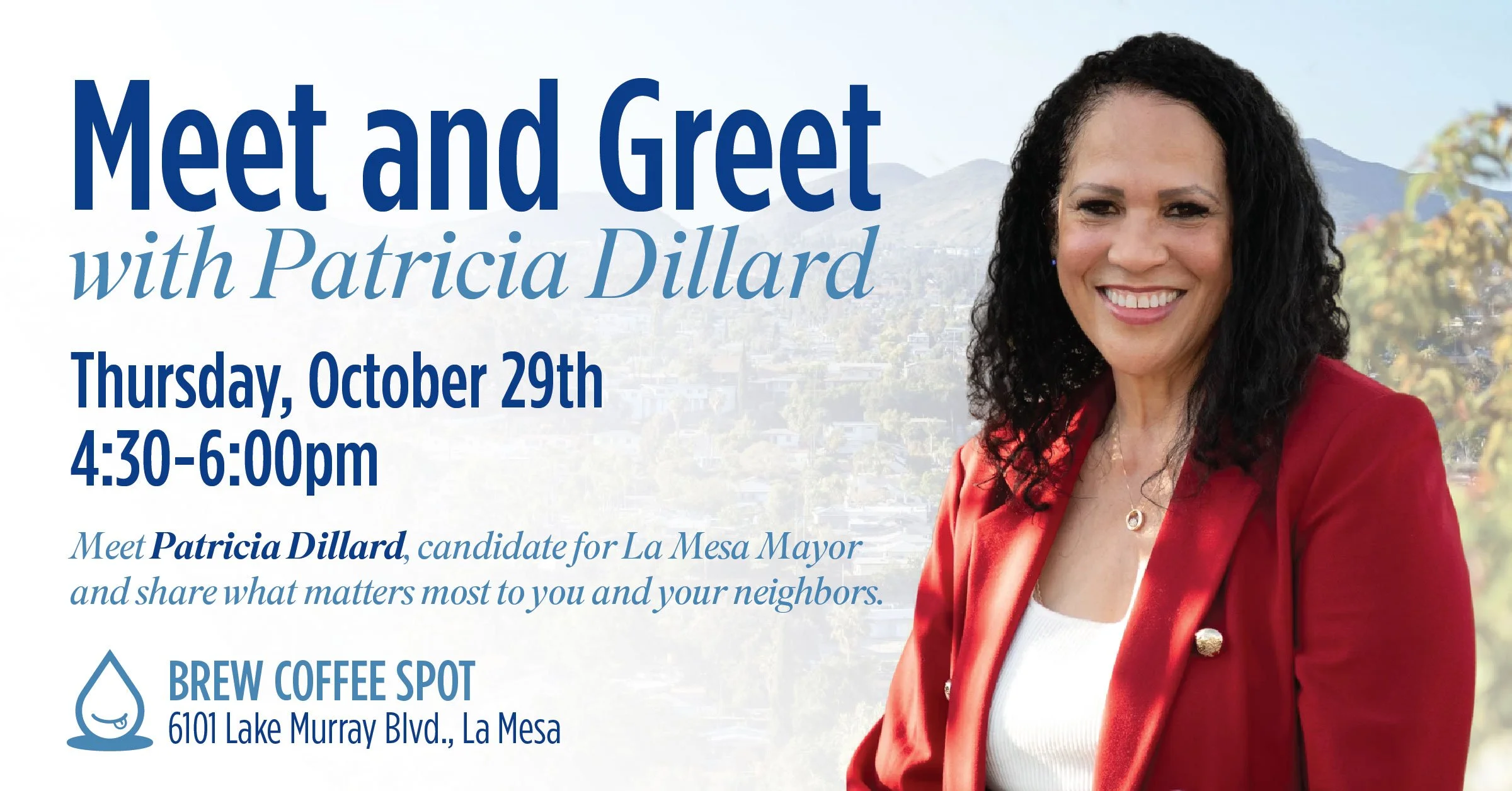 Meet and Greet with Patricia Dillard, Candidate for La Mesa Mayor