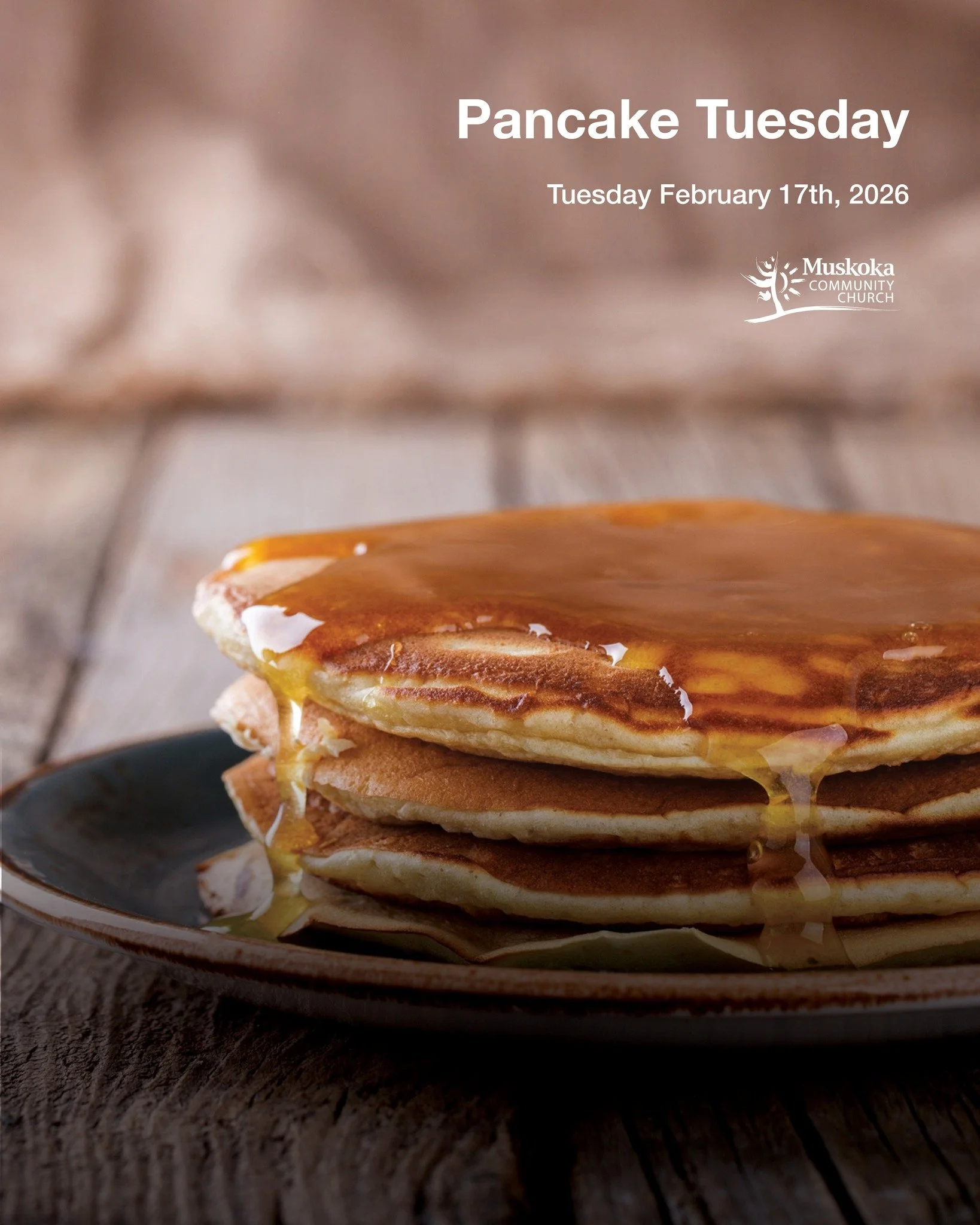 Hey MCC!
Sign up for our Pancake 🥞Tuesday Dinner!
Date: Tuesday, February 17th
(Shrove Tuesday is the day before Ash Wednesday, marking the start of Lent.)
Where: Muskoka Community Church
Time: 6-7:30 pm
Sign up at the MCC Welcome Desk

#PancakeTues