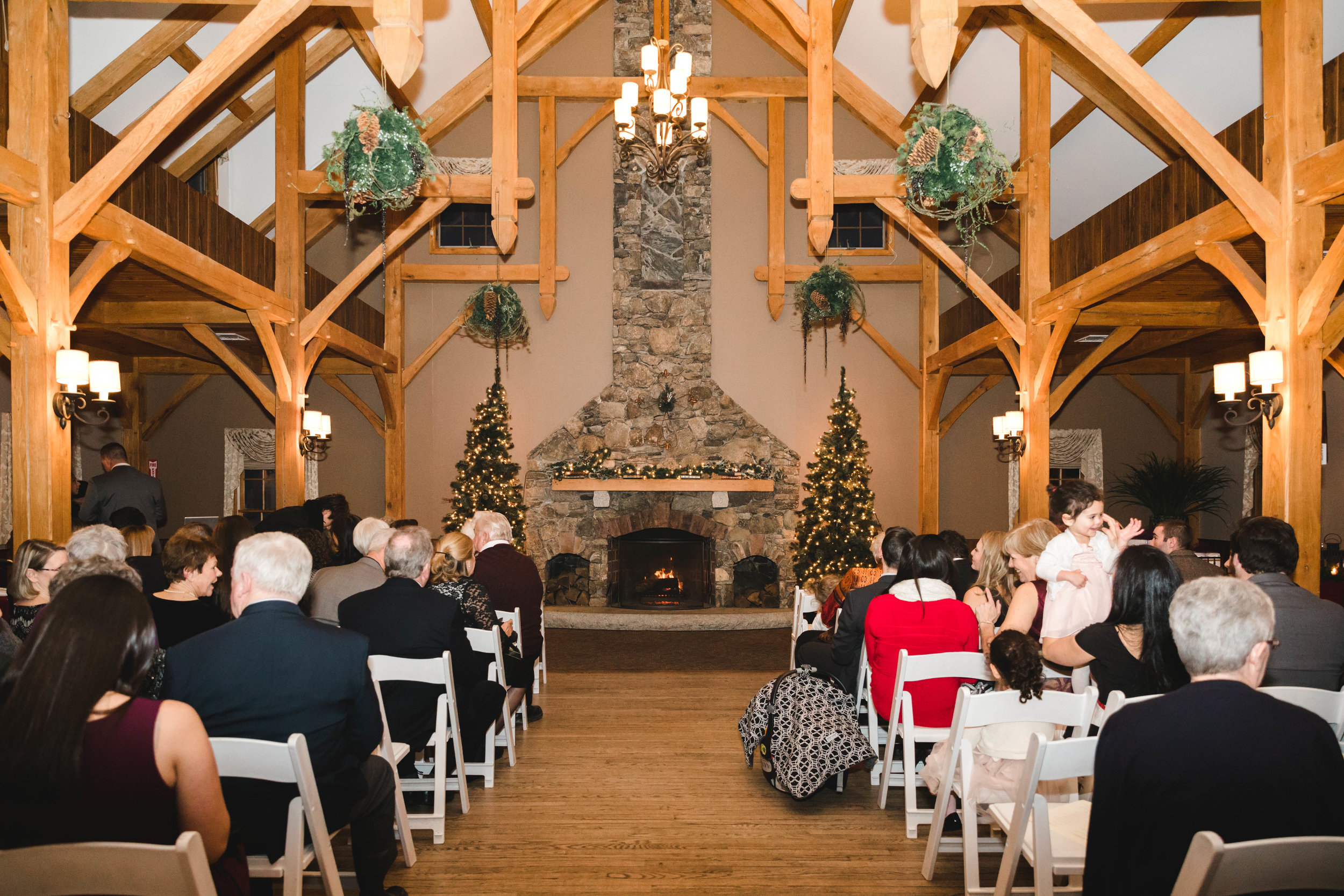 guests at Harrington Farm winter wedding ceremony