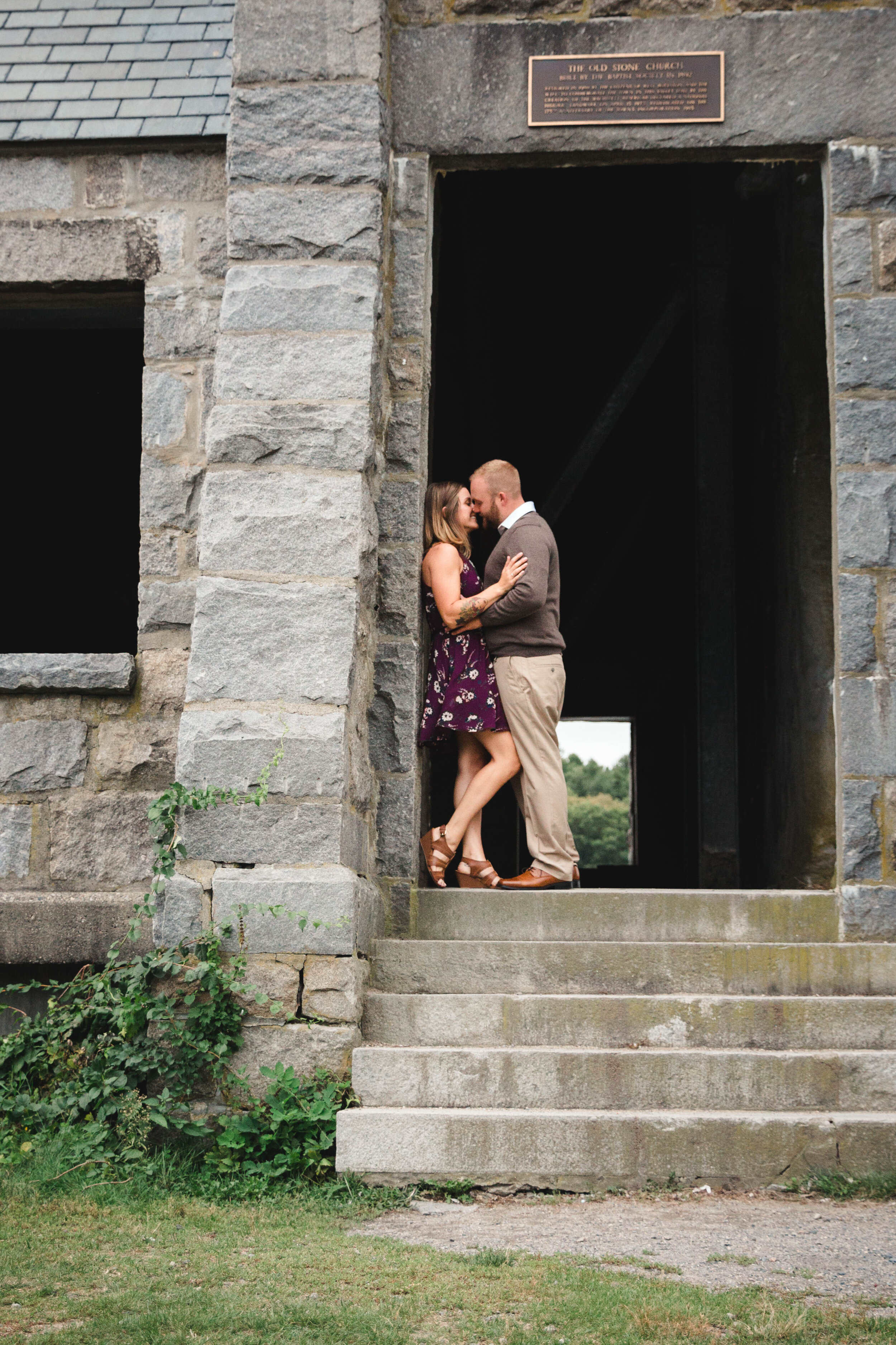 Engaged couple dressed up for portraits