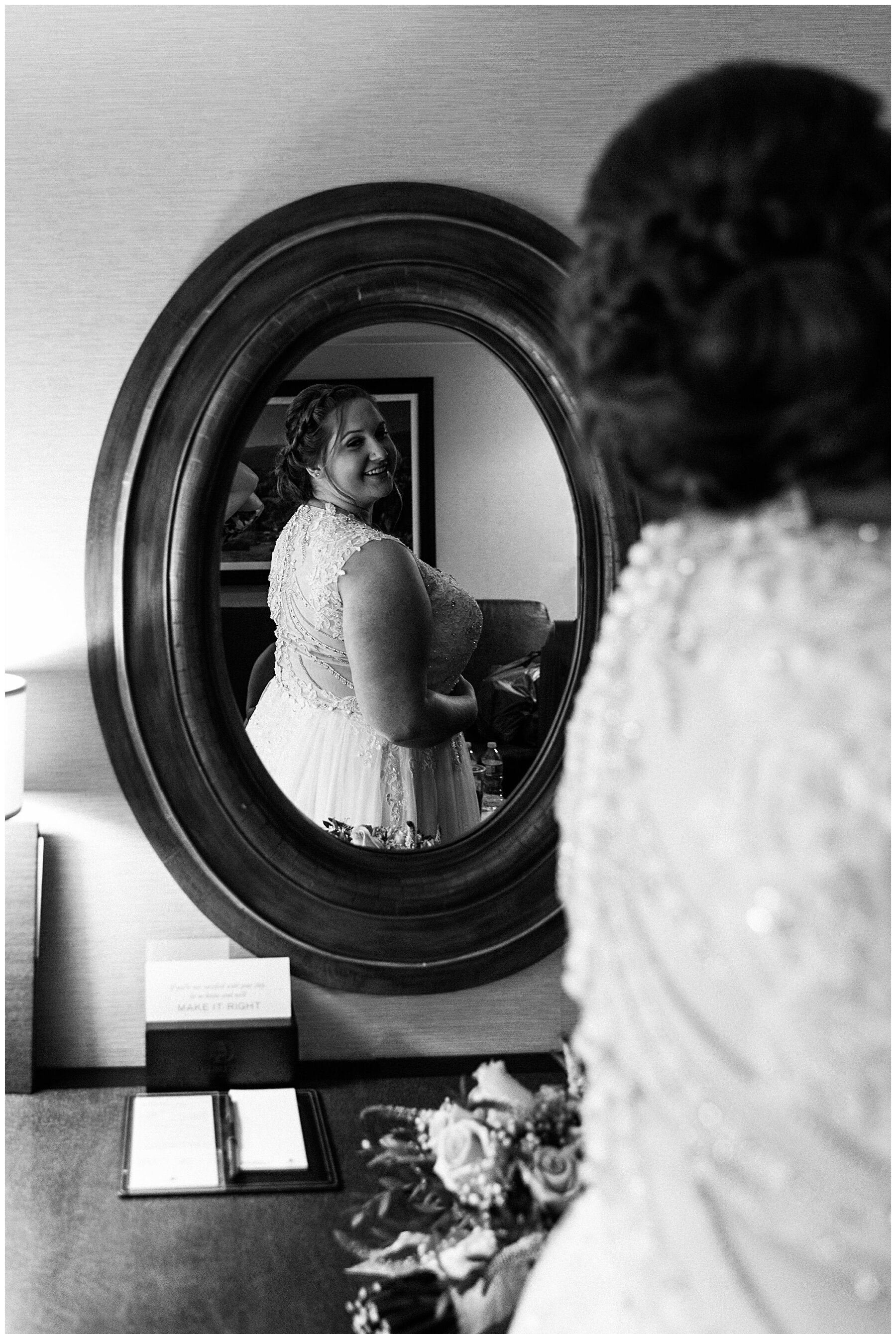 Bridal reflection in mirror