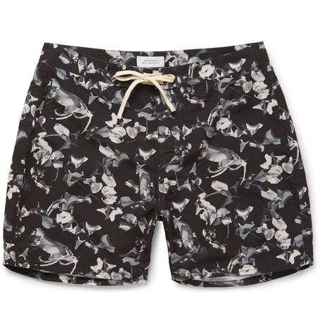 SATURDAYS NYC Colin Mid-Length Printed Swim Shorts