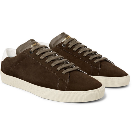 SAINT LAURENT SL/06 Court Classic Leather-Trimmed Suede Sneakers