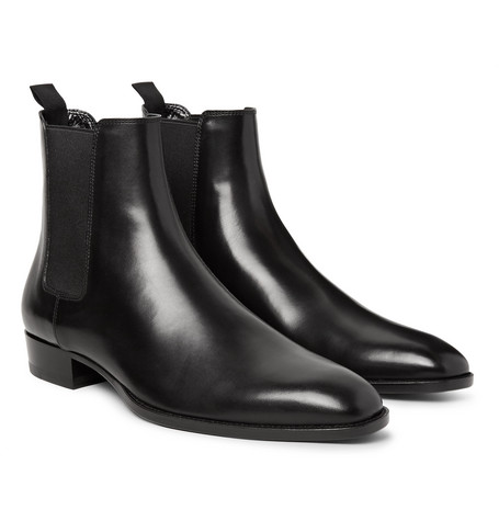 SAINT LAURENT Polished-Leather Chelsea Boots